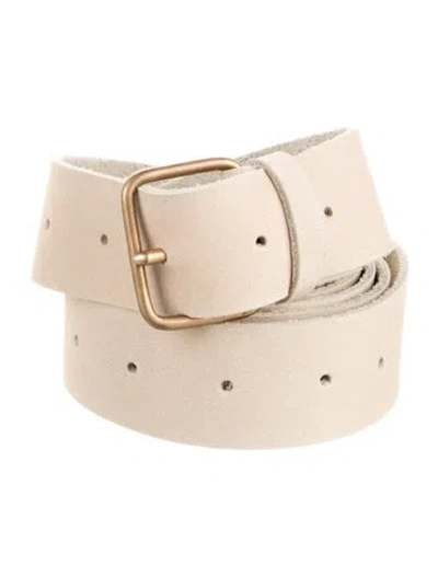Pre-owned Lauren Manoogian Skinny Suede Belt In Neutrals