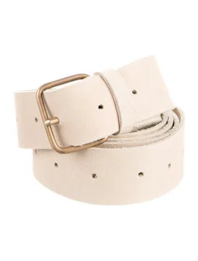 Pre-owned Lauren Manoogian Skinny Suede Belt In Neutrals