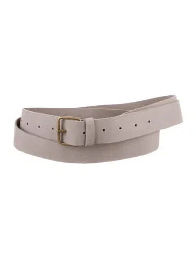 Pre-owned Lauren Manoogian Skinny Suede Waist Belt In Grey