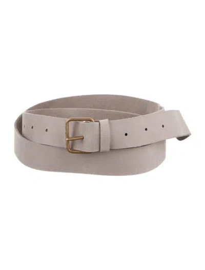 Pre-owned Lauren Manoogian Skinny Suede Waist Belt In Grey