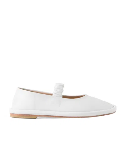 Lauren Manoogian Solid Color Leather Ballet Flats In White
