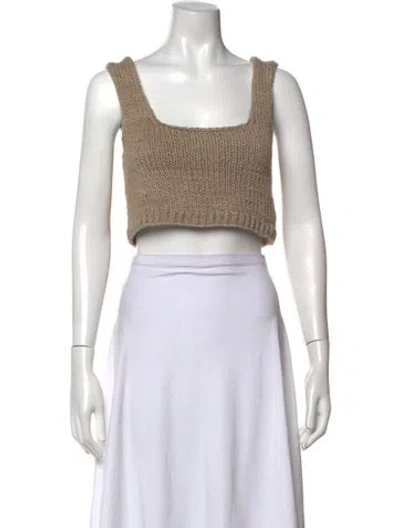 Pre-owned Lauren Manoogian Square Neckline Sleeveless Crop Top In Neutral
