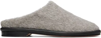 Lauren Manoogian Ssense Exclusive Gray Brushed Mule Loafers In Black