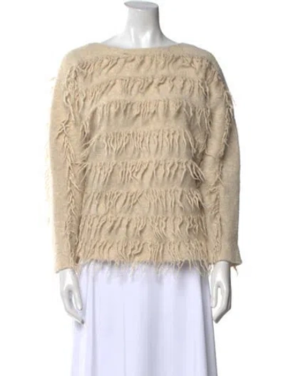 Pre-owned Lauren Manoogian Striped Bateau Neckline Sweater In Neutral
