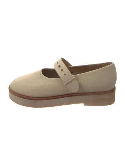 Pre-owned Lauren Manoogian Suede Mary Jane Flats In Neutral