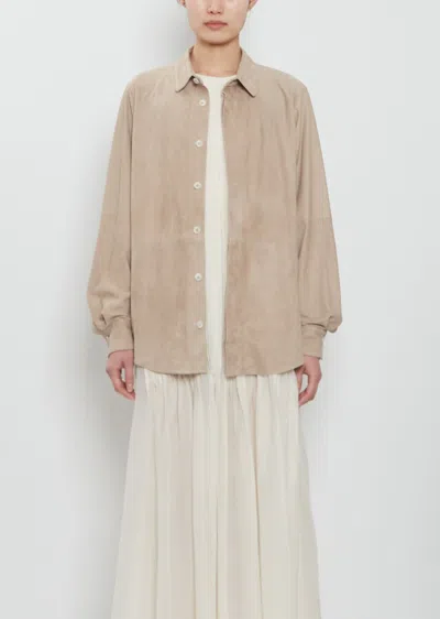 Lauren Manoogian Suede Paneled Shirt In Neutral