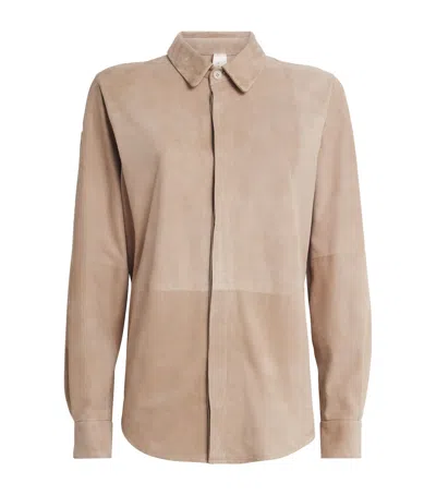 Lauren Manoogian Suede Panelled Shirt In Neutral
