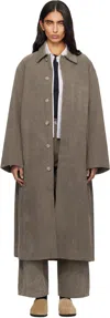 Lauren Manoogian Taupe Canvas Car Coat In Brown
