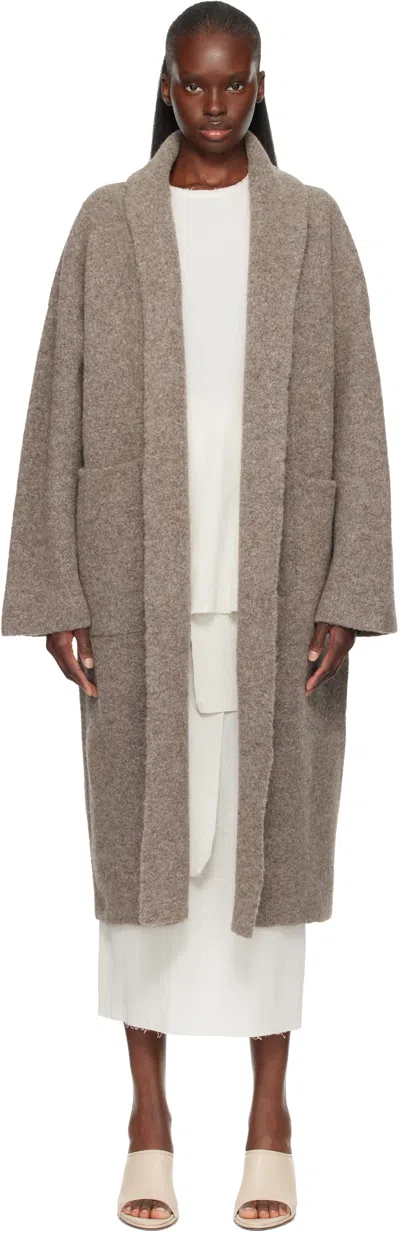 Lauren Manoogian Taupe Double Face Long Coat In Gray