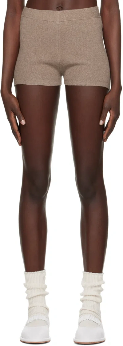 Lauren Manoogian Taupe Rib Shorts In W03 Wood