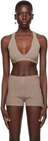 LAUREN MANOOGIAN TAUPE RIB TRIANGLE BRALETTE