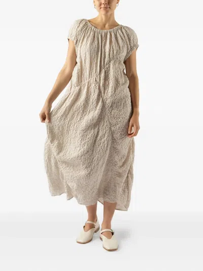 Lauren Manoogian Textured Gathered Midi Dress In Neutral