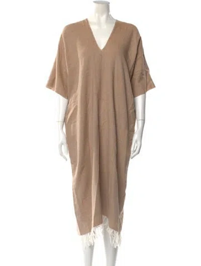 Pre-owned Lauren Manoogian V-neck Midi Length Dress In Neutral