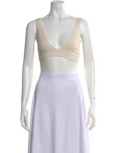 Pre-owned Lauren Manoogian V-neck Sleeveless Sports Bra W/ Tags In Neutral