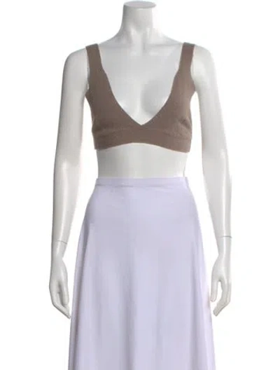 Pre-owned Lauren Manoogian V-neck Sleeveless Sports Bra W/ Tags In Neutral