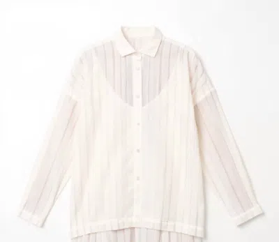 Lauren Manoogian Women's Lines Long Sleeve Shirt In White In Pink