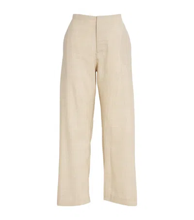 Lauren Manoogian Beige Fine Lana Trousers In Em01 Ecru Melange