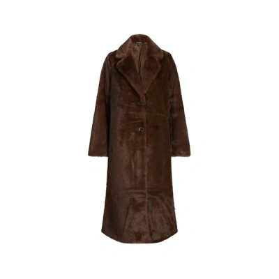 Laurèn Manteau Long Effet Fourrure In Brown