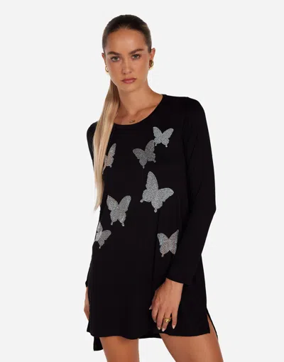 Lauren Moshi Adora Crystal Opal Butterflies In Black