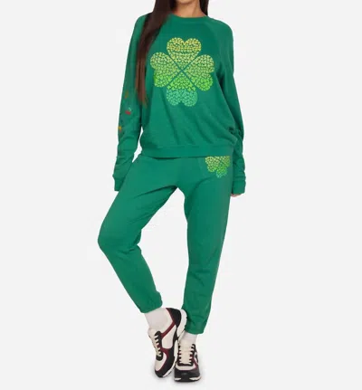 Lauren Moshi Alana Ombre Butterfly Clover Sweatshirt In Green