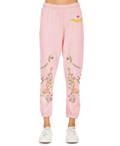 Lauren Moshi Alana X Floral Eye Love Joggers In Pink