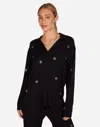 Lauren Moshi Alison Crystal Mini Stars Pajama Set In Black