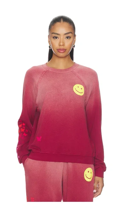 Lauren Moshi Anela Crewneck Raglan Pullover In Pink