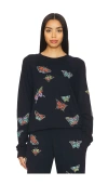 Lauren Moshi Mckinley Vintage Butterflies Thermal Top In Navy
