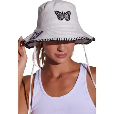 Lauren Moshi Aria Black & White Butterfly Bucket Hat