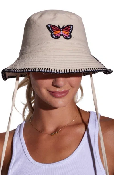 Lauren Moshi Aria Color Butterfly Bucket Hat In Brown