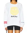 Lauren Moshi Babbs Spray Happyface Elements Oversized Pullover Sweatshirt In White In Neutral