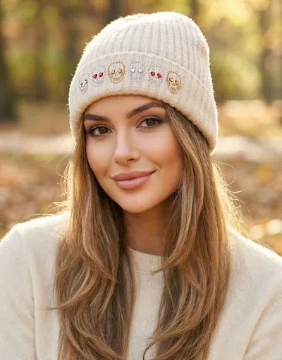 Lauren Moshi Blix Stud Heart Eye Skulls In Neutral