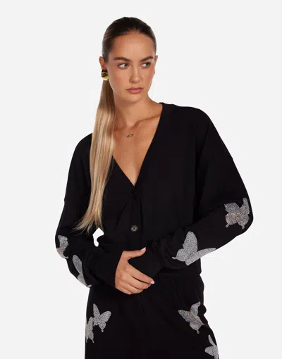 Lauren Moshi Camas Crystal Opal Butterflies In Black