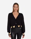 Lauren Moshi Camas Gold Butterfly Patches In Black