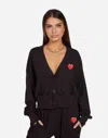 Lauren Moshi Camas Heart Face Patch In Black