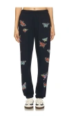 Lauren Moshi Chantria Vintage Butterflies Sweatpant In Navy