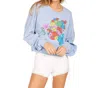 LAUREN MOSHI CHEVELLE CROP PULLOVER FLORAL DOVE IN SOFT SKY BLUE