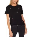 Lauren Moshi Croft Crystal Butterflies Tee In Black