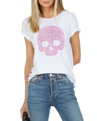 Lauren Moshi Croft Short Sleeve Vintage Tee Exclusive Stud Skull Tee In White