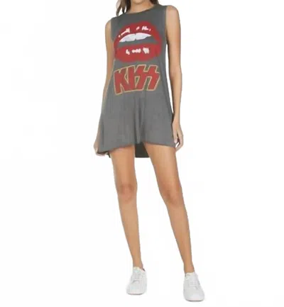Lauren Moshi Deanna Kiss Lip Dress In Pigment Black In Gray