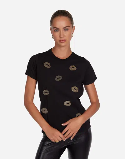 Lauren Moshi Edda Gold Stud Kisses In Black