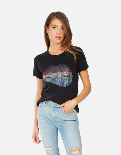 Lauren Moshi Edda Rainbow Crystal Biting Lip In Black