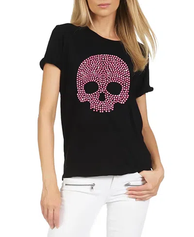Lauren Moshi Edda X Pink Stud Skull Tee In Black