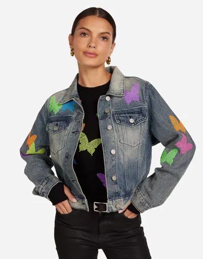 Lauren Moshi Elena Neon Stud Butterflies In Blue