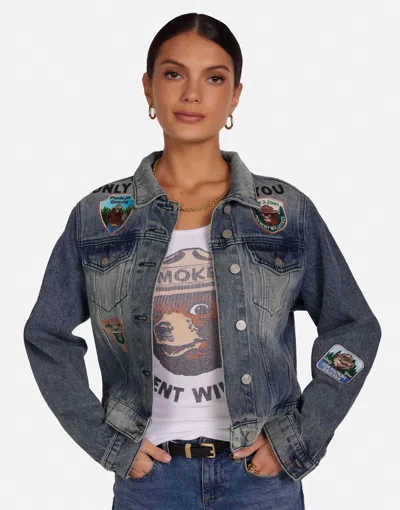 Lauren Moshi Elena Smokey Bear In Stone Wash Denim