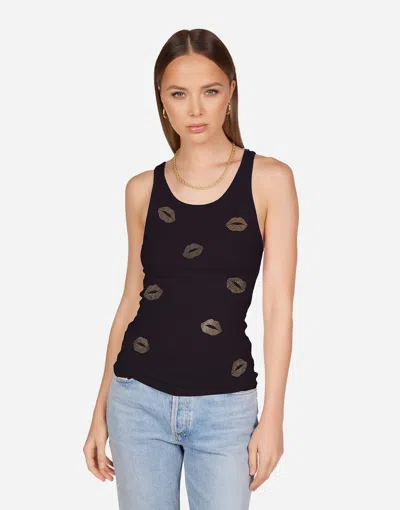 Lauren Moshi Esmeralda Gold Stud Kisses In Black