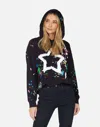 Lauren Moshi Harmony Airbrush Star In Black/ Rainbow Splatter