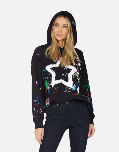 Lauren Moshi Harmony Airbrush Star In Black/ Rainbow Splatter