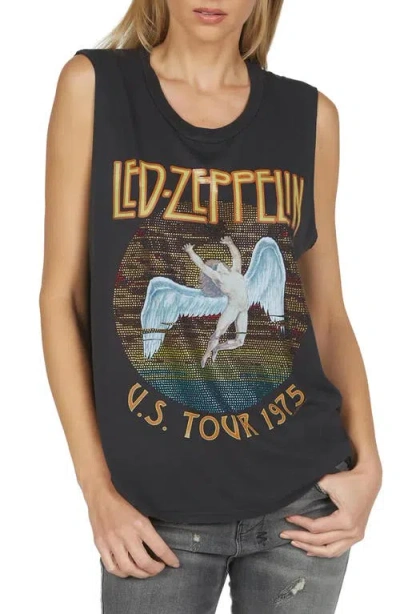 Lauren Moshi Kelscoop Neck Muscle Tank-crystal Led Zeppelin In Black