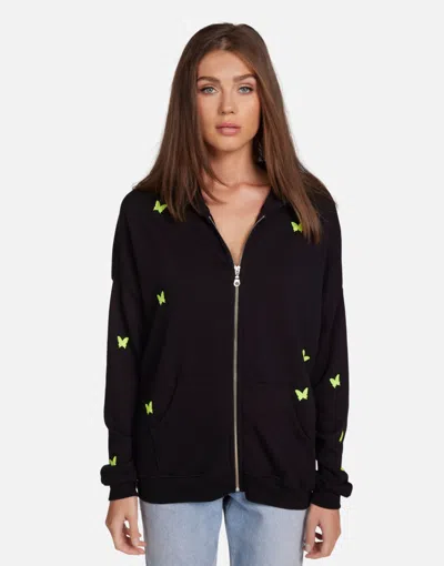 Lauren Moshi Koa Neon Peace Love Butterflies In Black